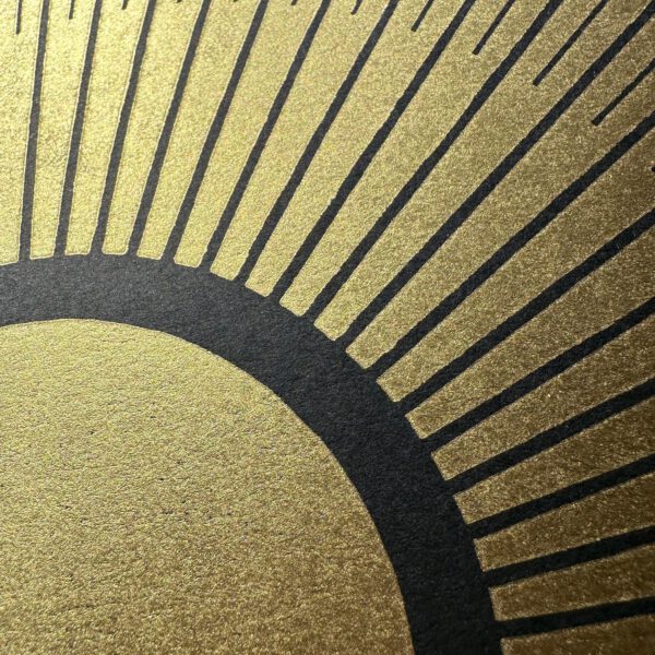 Central Sun Linoldruck 50 x 50 cm Gold auf Schwarz 4