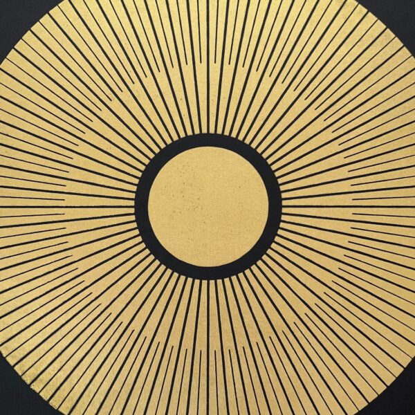 Central Sun Linoldruck 50 x 50 cm Gold auf Schwarz 5