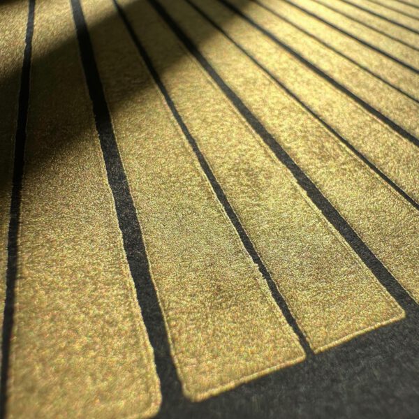 Central Sun Linoldruck 50 x 50 cm Gold auf Schwarz 6