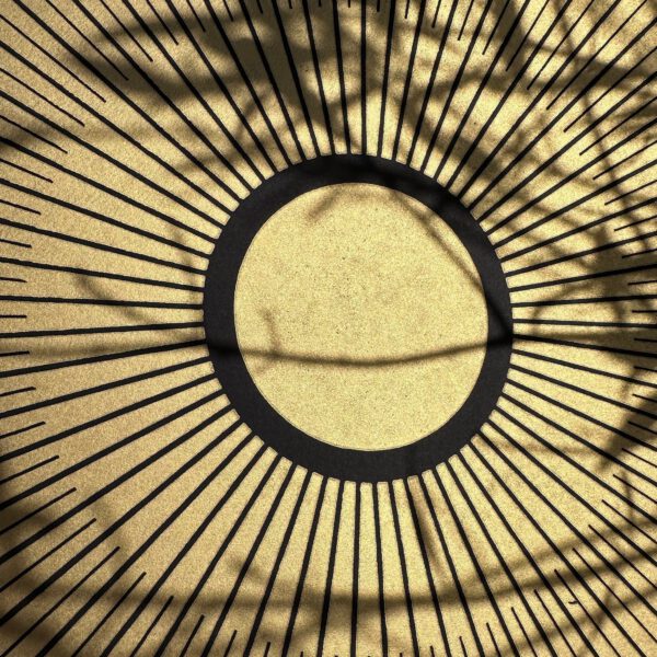 Central Sun Linoldruck 50 x 50 cm Gold auf Schwarz 8