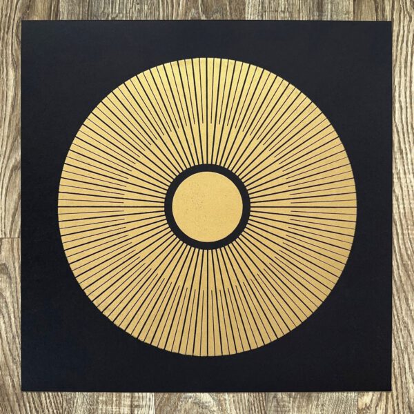 Central Sun Linoldruck 50 x 50 cm Gold auf Schwarz 9