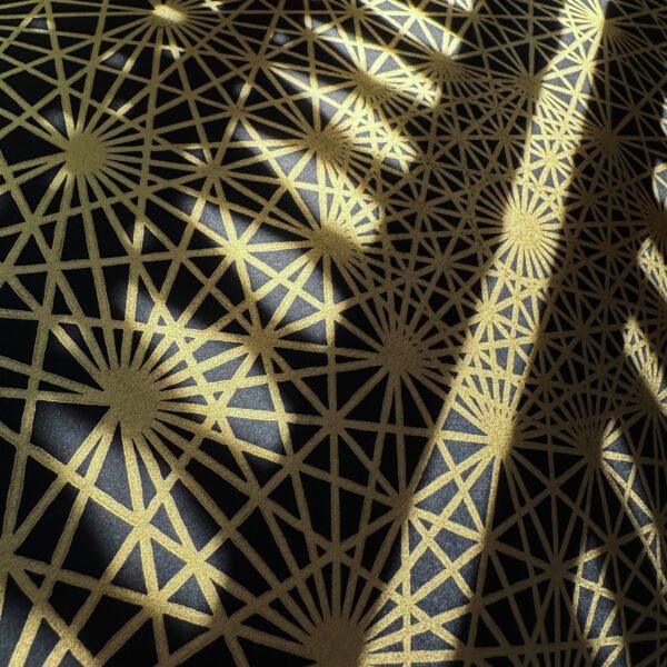 Demihepterakt Linoldruck 50 x 50 cm Gold auf Schwarz 6