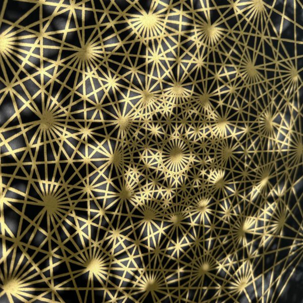 Demihepterakt Linoldruck 50 x 50 cm Gold auf Schwarz 7