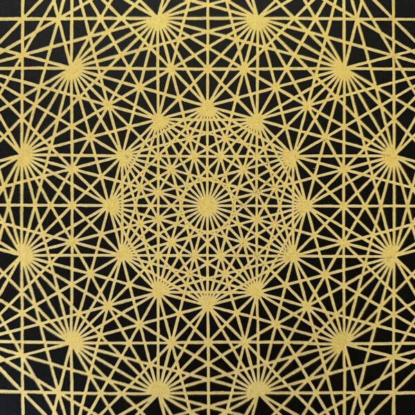 Demihepterakt Linoldruck 50 x 50 cm Gold auf Schwarz 8
