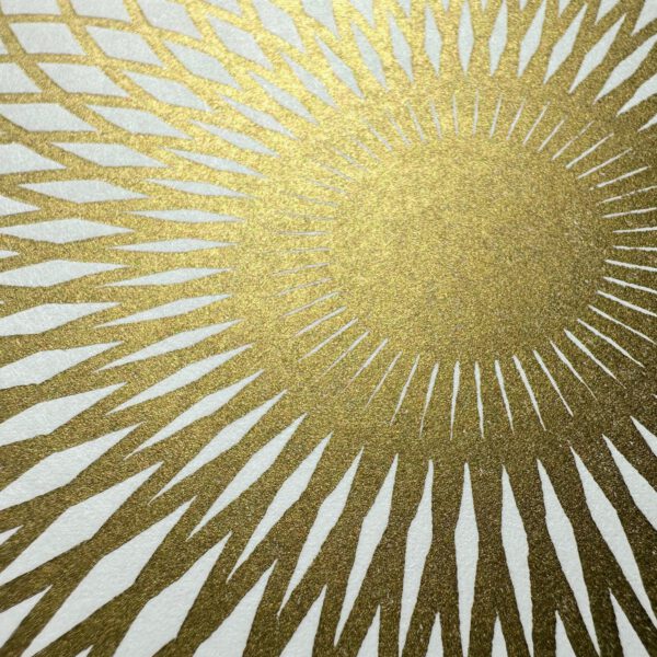 Lotus des Lebens Linoldruck 50 x 50 cm Gold auf WeiNatur