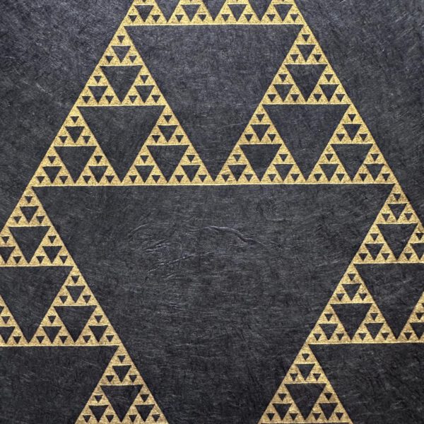 Sierpinski Dreieck Linoldruck 40 x 40 cm Gold auf Schwarz 7