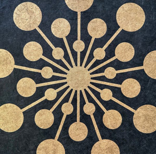 Starburst Linoldruck 40 x 40 cm Gold auf Schwarz