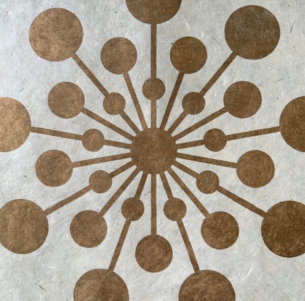 Starburst Linoldruck 40 x 40 cm Gold auf WeiNatur