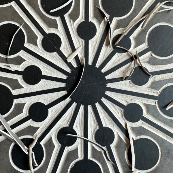 Starburst Linoldruck 40 x 40 cm Gold auf Schwarz 1