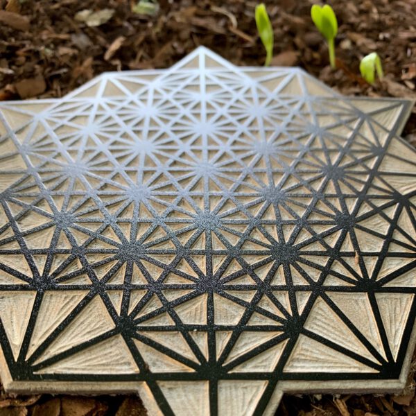 Stern Tetraeder 64 Linoldruck 22 x 22 cm Gold auf Schwarz 1