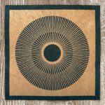 Linoldruck, 22 x 22 cm, Bronze auf Grün