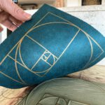 Linoldruck, 22 x 22 cm, Gold auf Blau