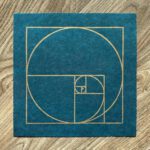 Linoldruck, 22 x 22 cm, Gold auf Blau