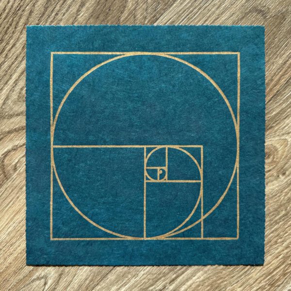Linoldruck, 22 x 22 cm, Gold auf Blau