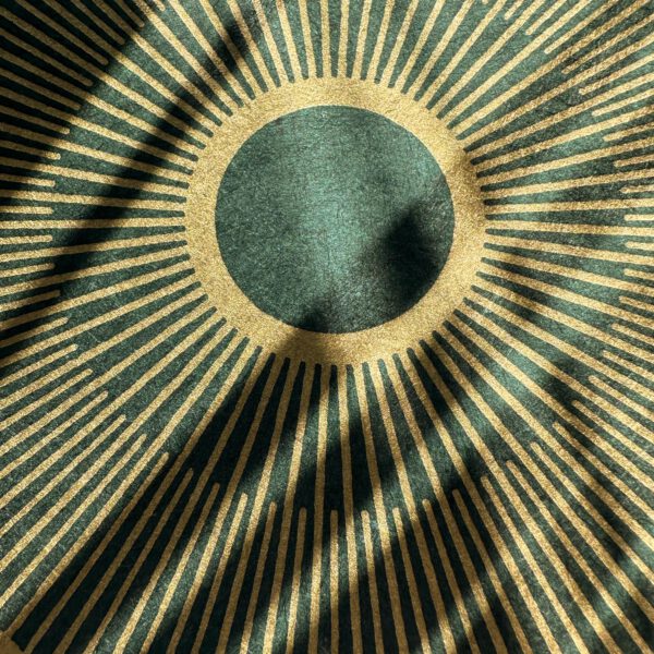 Linoldruck, 22 x 22 cm, Gold auf Grün