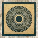 Linoldruck, 22 x 22 cm, Gold auf Grün