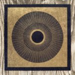 Linoldruck, 22 x 22 cm, Gold auf Schwarz