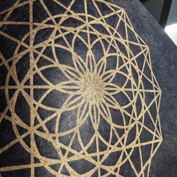 Linoldruck, 22 x 22 cm, Gold auf Schwarz