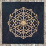 Linoldruck, 22 x 22 cm, Gold auf Schwarz