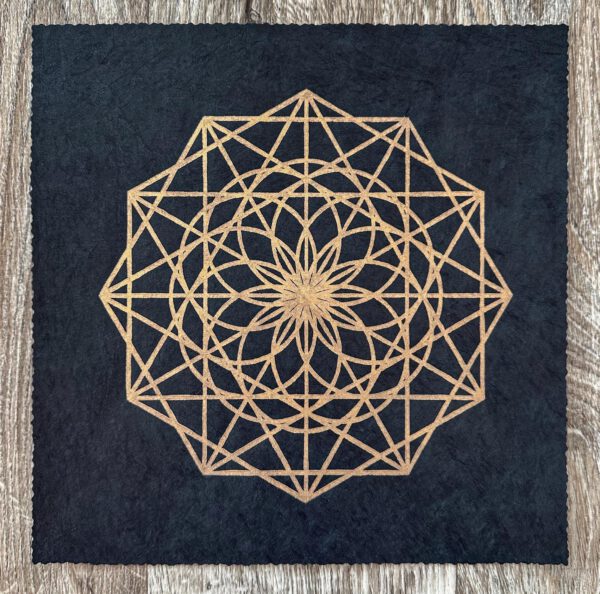 Linoldruck, 22 x 22 cm, Gold auf Schwarz