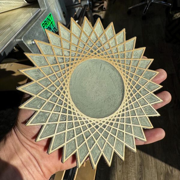Linoldruck, 22 x 22 cm, Gold auf Schwarz
