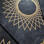 Linoldruck, 22 x 22 cm, Gold auf Schwarz