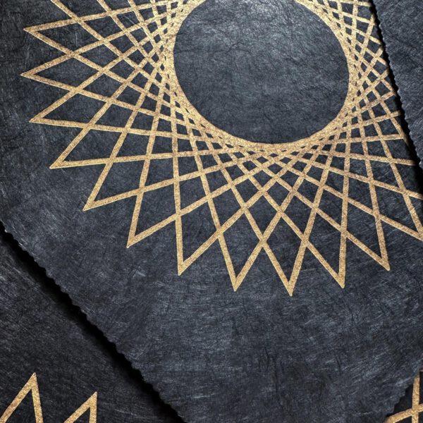 Linoldruck, 22 x 22 cm, Gold auf Schwarz