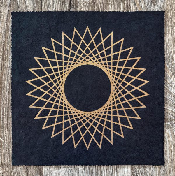 Linoldruck, 22 x 22 cm, Gold auf Schwarz