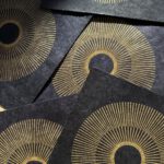 Linoldruck, 22 x 22 cm, Gold auf Schwarz