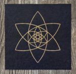 Linoldruck, 22 x 22 cm, Gold auf Schwarz