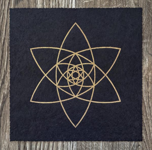 Linoldruck, 22 x 22 cm, Gold auf Schwarz