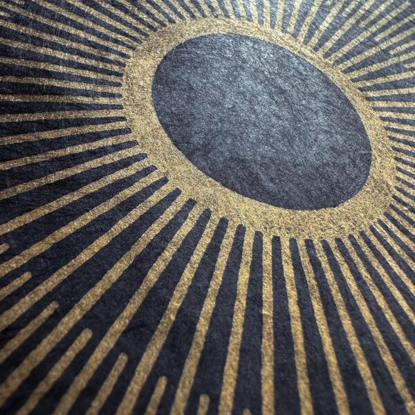 Linoldruck, 22 x 22 cm, Gold auf Schwarz