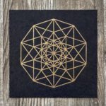 Linoldruck, 22 x 22 cm, Gold auf Schwarz