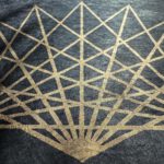 Linoldruck, 22 x 22 cm, Gold auf Schwarz