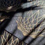 Linoldruck, 22 x 22 cm, Gold auf Schwarz