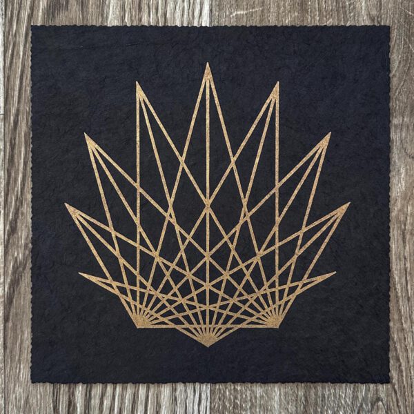 Linoldruck, 22 x 22 cm, Gold auf Schwarz