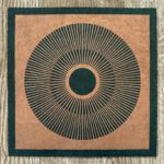 Linoldruck, 22 x 22 cm, Kupfer auf Grün