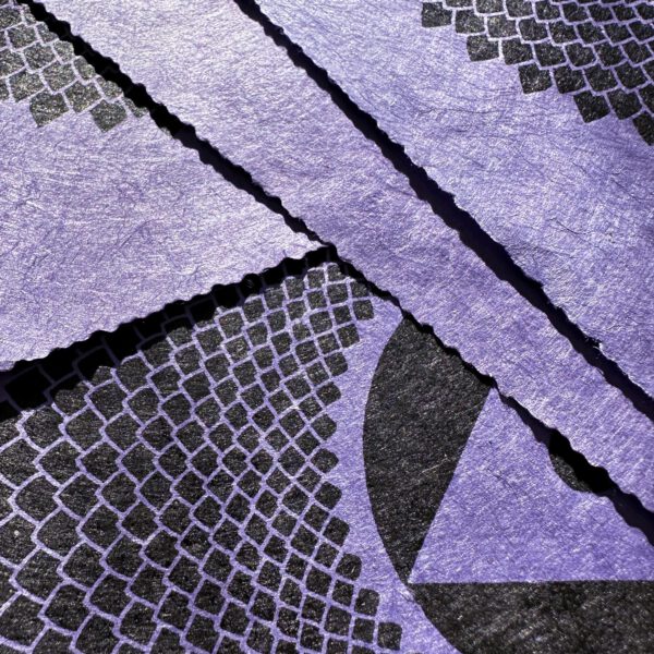 Linoldruck, 22 x 22 cm, Schwarz auf Lila