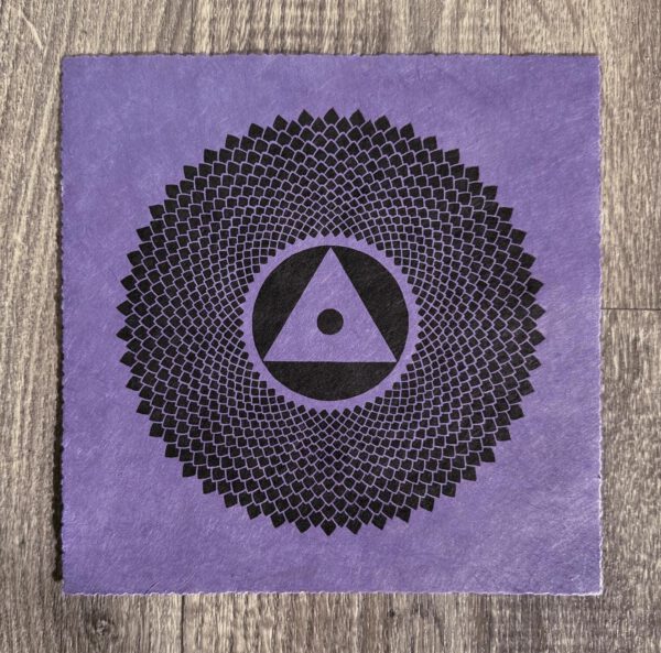 Linoldruck, 22 x 22 cm, Schwarz auf Lila