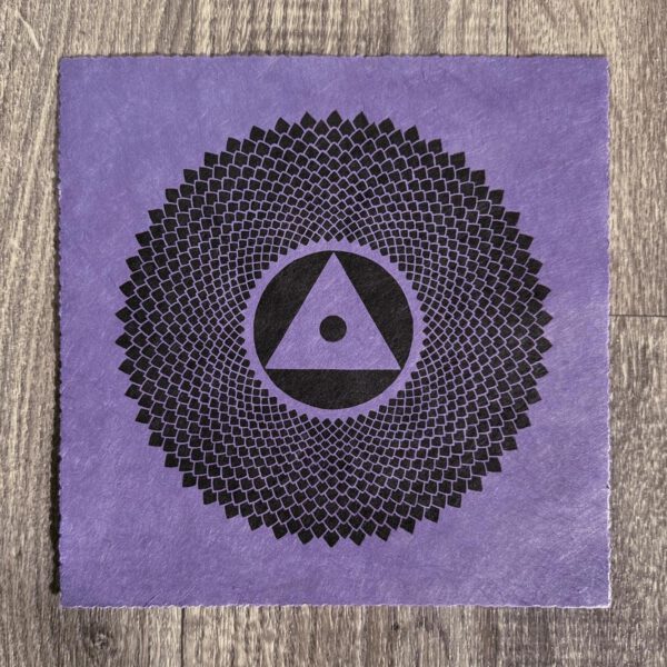 Linoldruck, 22 x 22 cm, Schwarz auf Lila