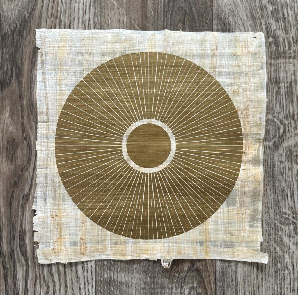 Linoldruck, 24 x 24 cm, Gold auf Papyrus