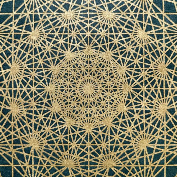 Linoldruck, 40 x 40 cm, Gold auf Grün