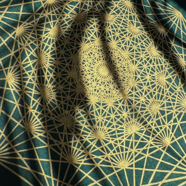 Linoldruck, 40 x 40 cm, Gold auf Grün