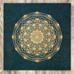 Linoldruck, 40 x 40 cm, Gold auf Grün