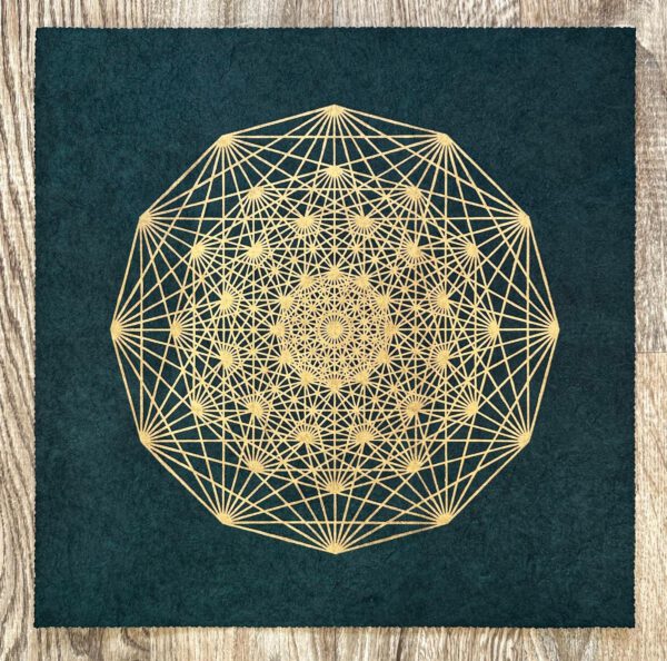 Linoldruck, 40 x 40 cm, Gold auf Grün