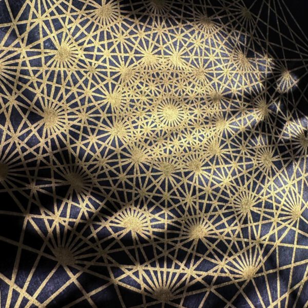 Linoldruck, 40 x 40 cm, Gold auf Schwarz
