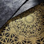 Linoldruck, 40 x 40 cm, Gold auf Schwarz
