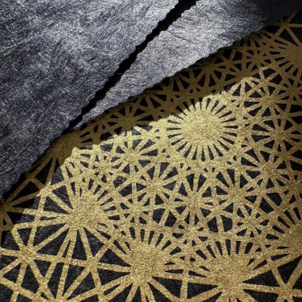 Linoldruck, 40 x 40 cm, Gold auf Schwarz