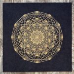 Linoldruck, 40 x 40 cm, Gold auf Schwarz