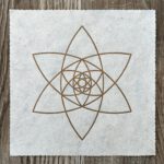 Linoldruck, 22 x 22 cm, Gold auf Weiß/Natur